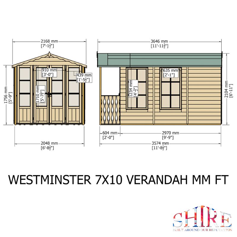 Shire Kensington and Verandah 7x12 Summerhouse