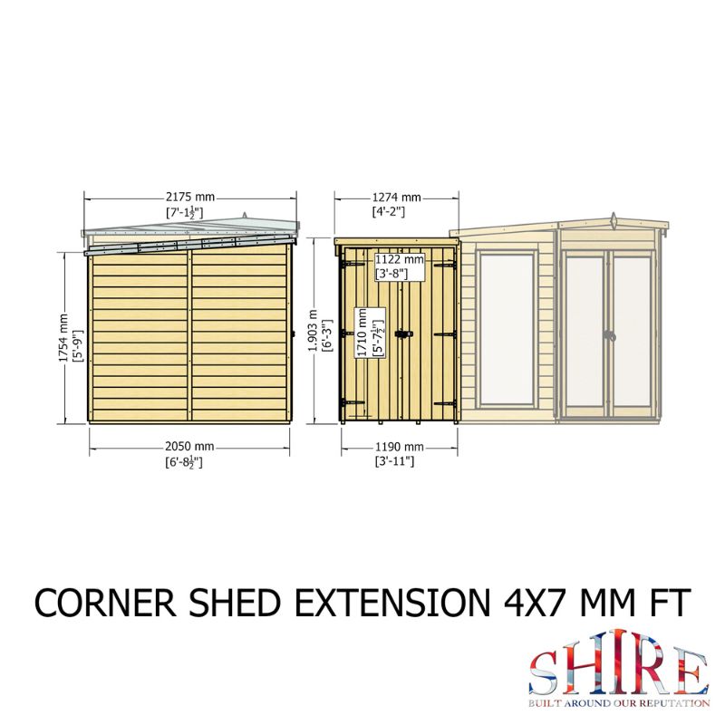 Shire Hampton with Side Shed 7x 11 Summerhouse