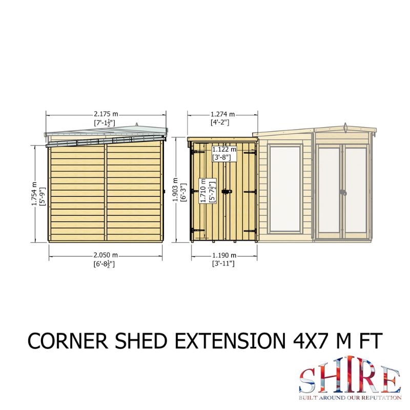 Shire Hampton with Side Shed 7x 11 Summerhouse