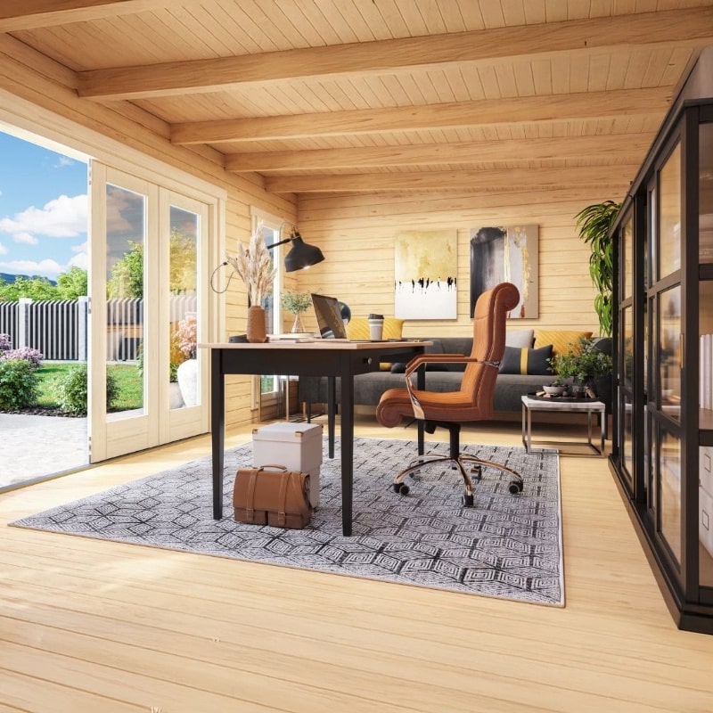 Lasita Sussex 2 Garden Log Cabin 11.8ft X 18.7ft 44mm with double bifold door