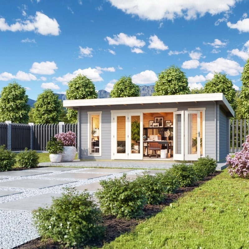 Lasita Sussex 2 Garden Log Cabin 11.8ft X 18.7ft 44mm with double bifold door