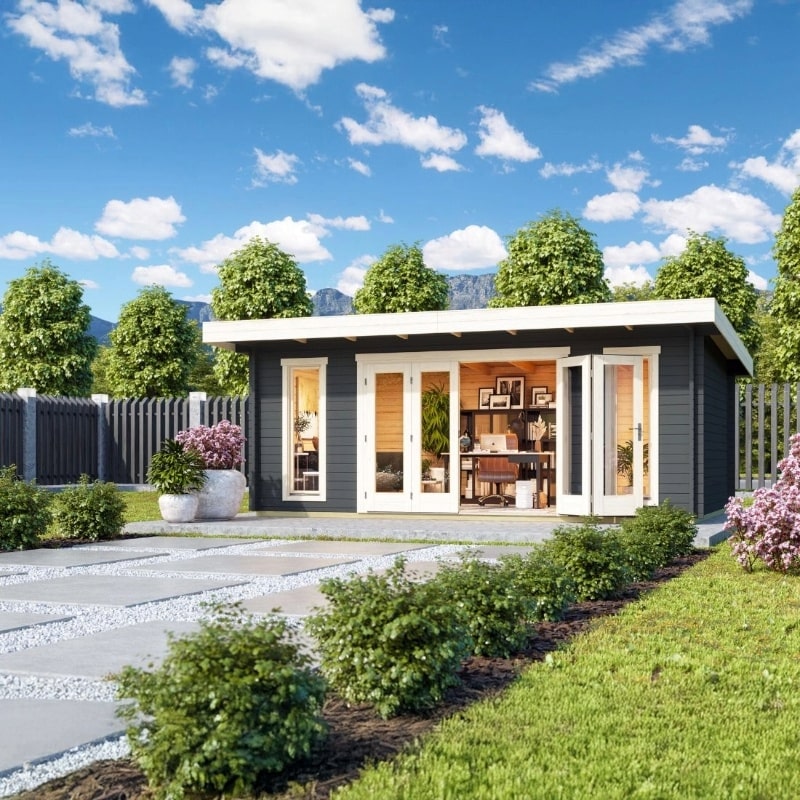 Lasita Sussex 2 Garden Log Cabin 11.8ft X 18.7ft 44mm with double bifold door