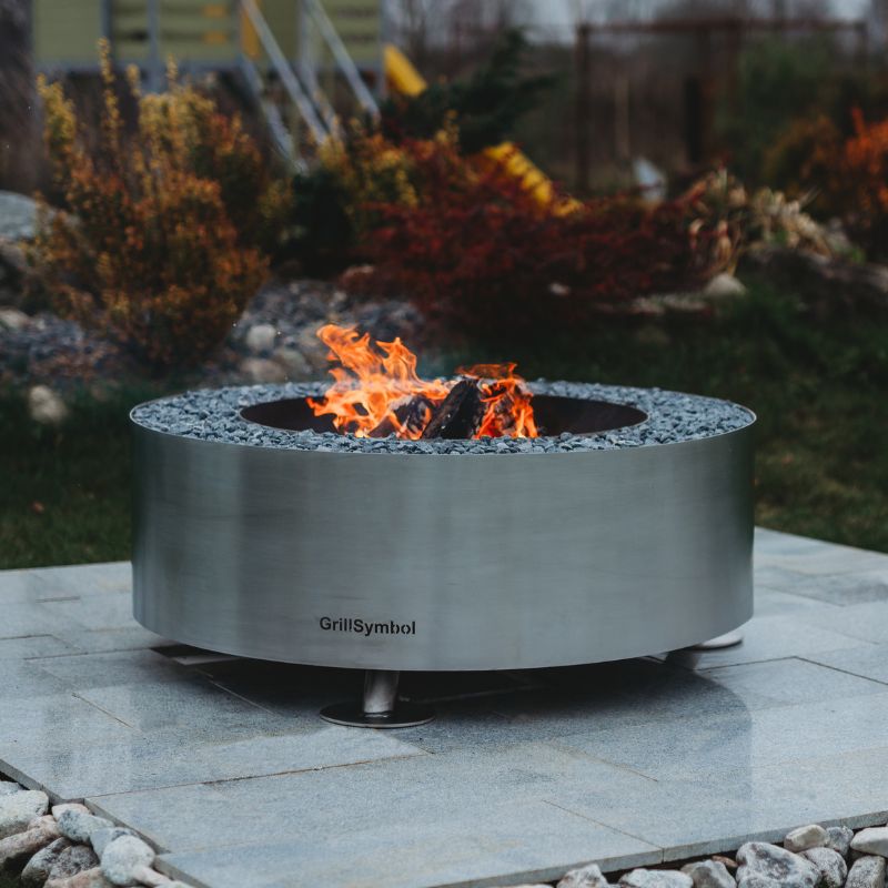 GrillSymbol Stainless Steel Fire Pit Luna Silver, ø 119 cm
