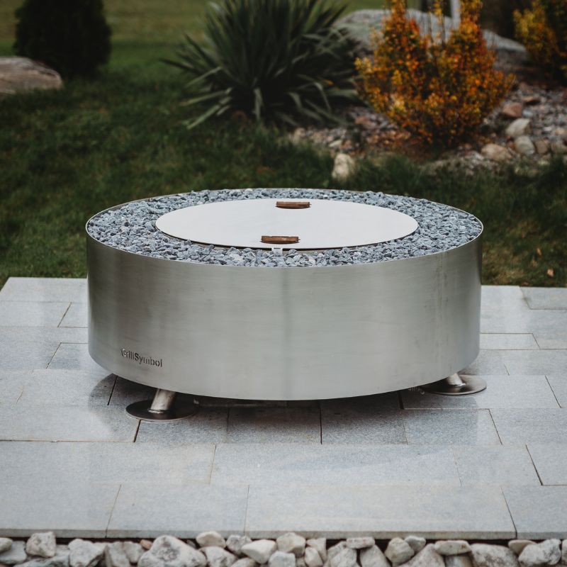 GrillSymbol Stainless Steel Fire Pit Luna Silver, ø 119 cm