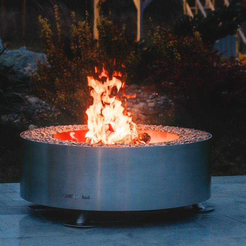 GrillSymbol Stainless Steel Fire Pit Luna Silver, ø 119 cm
