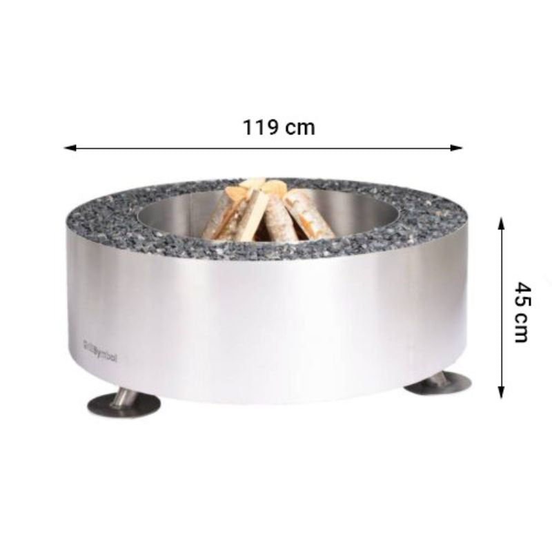 GrillSymbol Stainless Steel Fire Pit Luna Silver, ø 119 cm