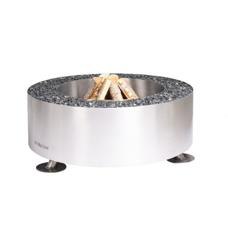 GrillSymbol Stainless Steel Fire Pit Luna Silver, ø 119 cm