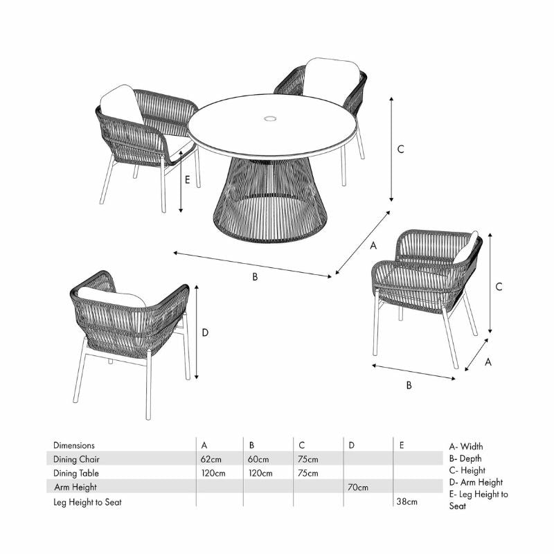 Pacific Lifestyle - Martic Outdoor 4 Seater Dining Set