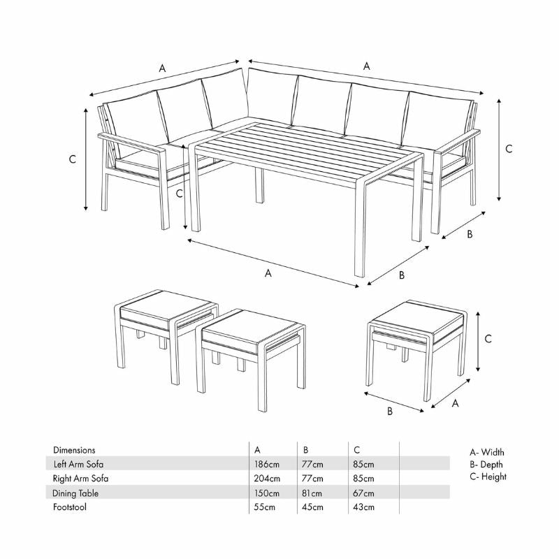Pacific Lifestyle - Aruba Outdoor Corner Seating Set