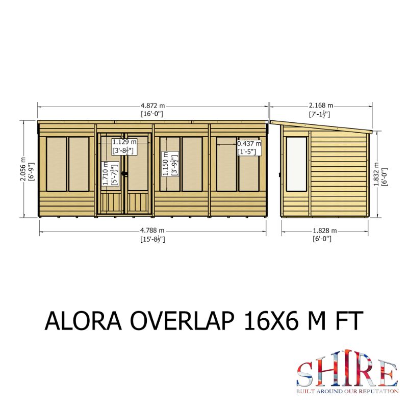 Shire Alora 16x6 Pent Summerhouse