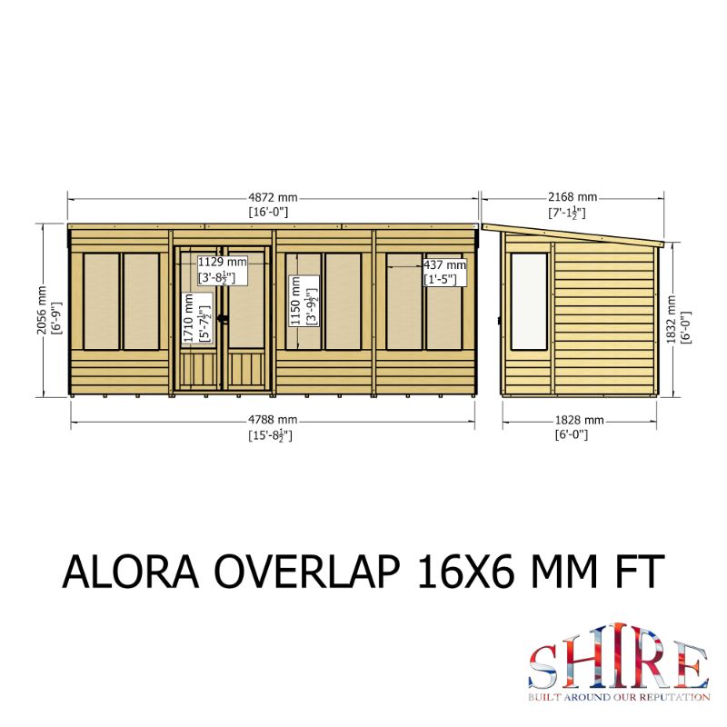 Shire Alora 16x6 Pent Summerhouse