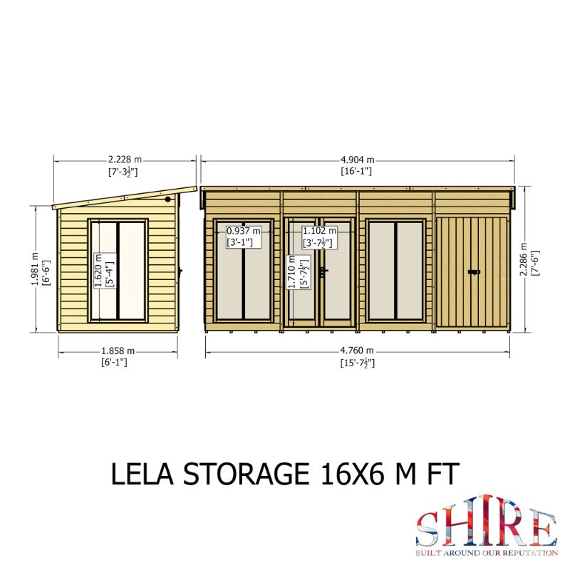 Lela 16x6 including Storage Summerhouse