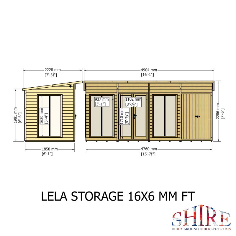 Lela 16x6 including Storage Summerhouse