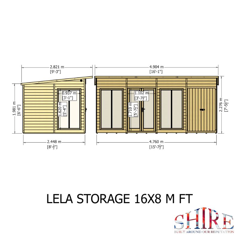 Lela 16x8 including Storage Summerhouse