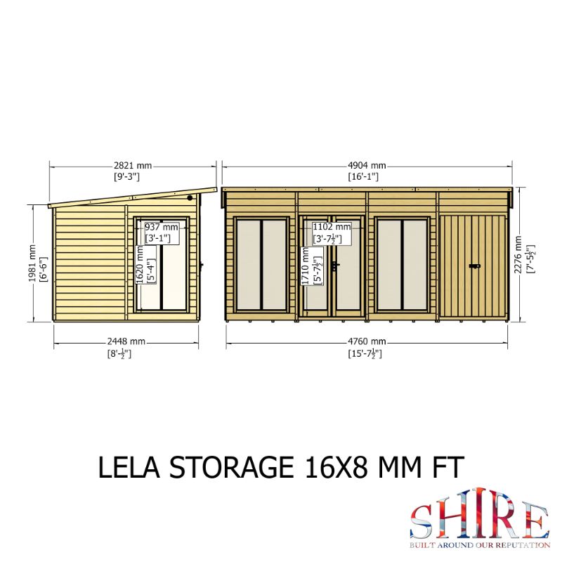 Lela 16x8 including Storage Summerhouse