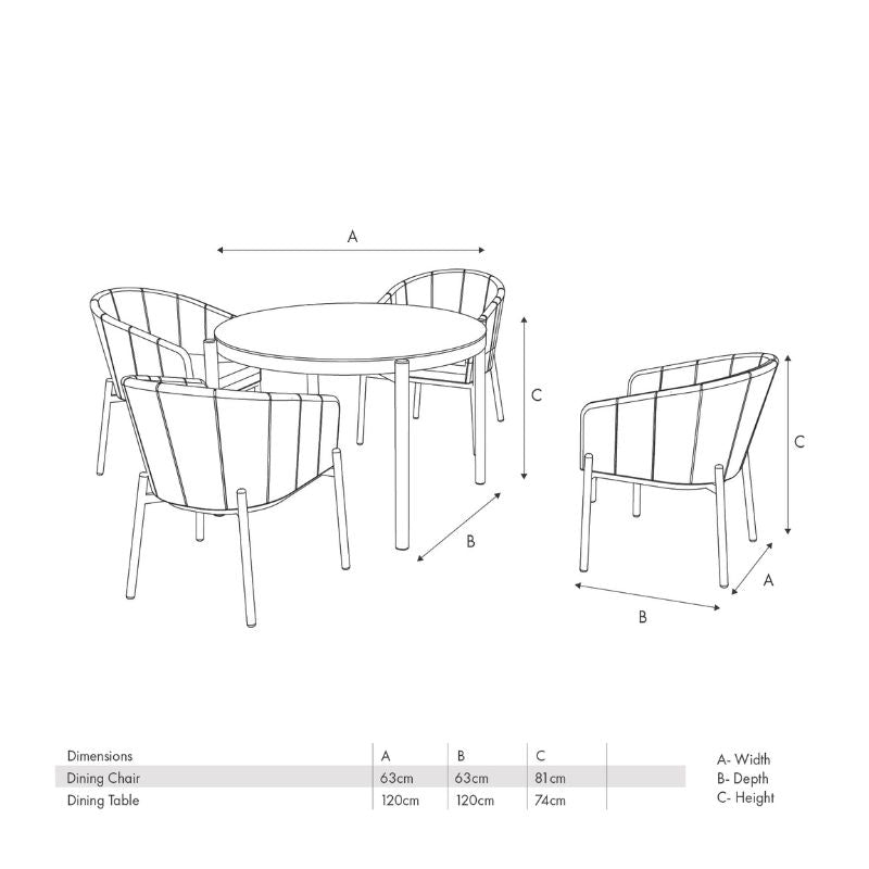 Pacific Lifestyle - Nevada Putty Outdoor 4 Seater Round Dining Set