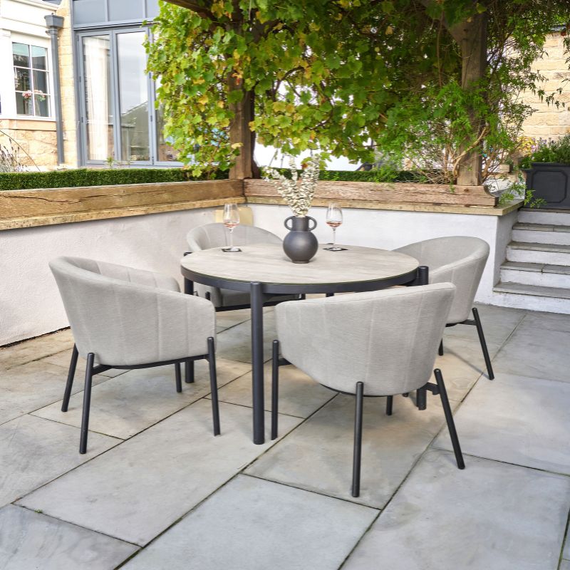 Pacific Lifestyle - Nevada Putty Outdoor 4 Seater Round Dining Set