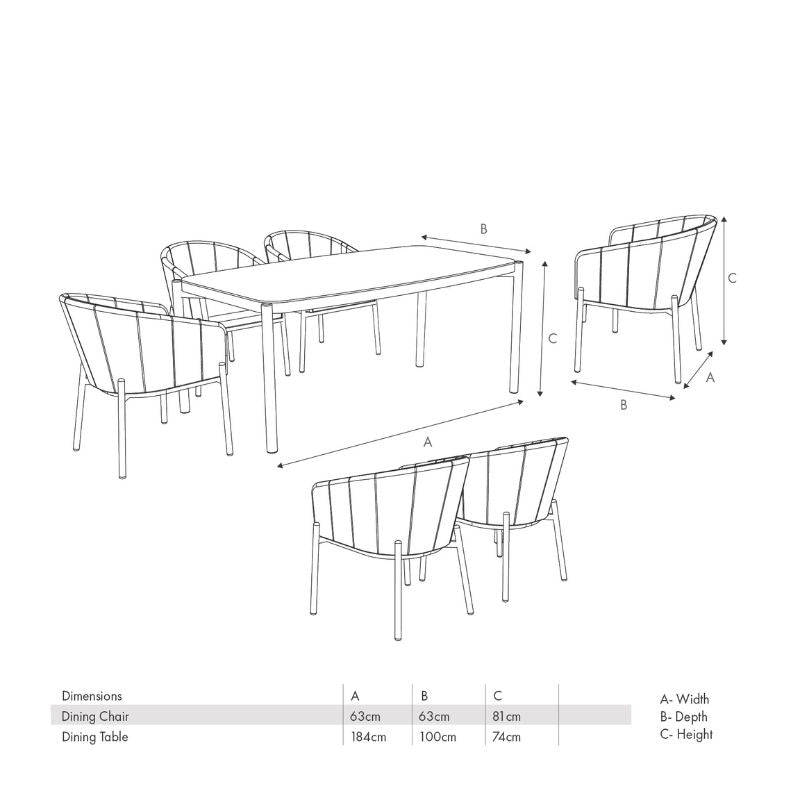 Pacific Lifestyle - Nevada Putty Outdoor 6 Seater Dining Set