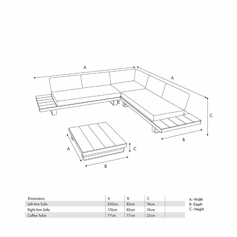 Pacific Lifestyle - Osaka Latte Outdoor Corner Seating Set