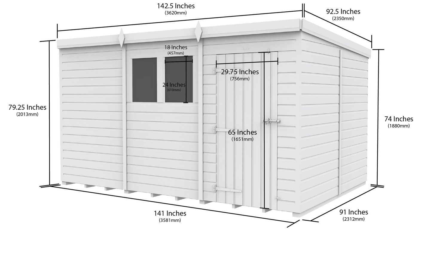 Sheds DIY Pent Garden Shed 8 ft Width