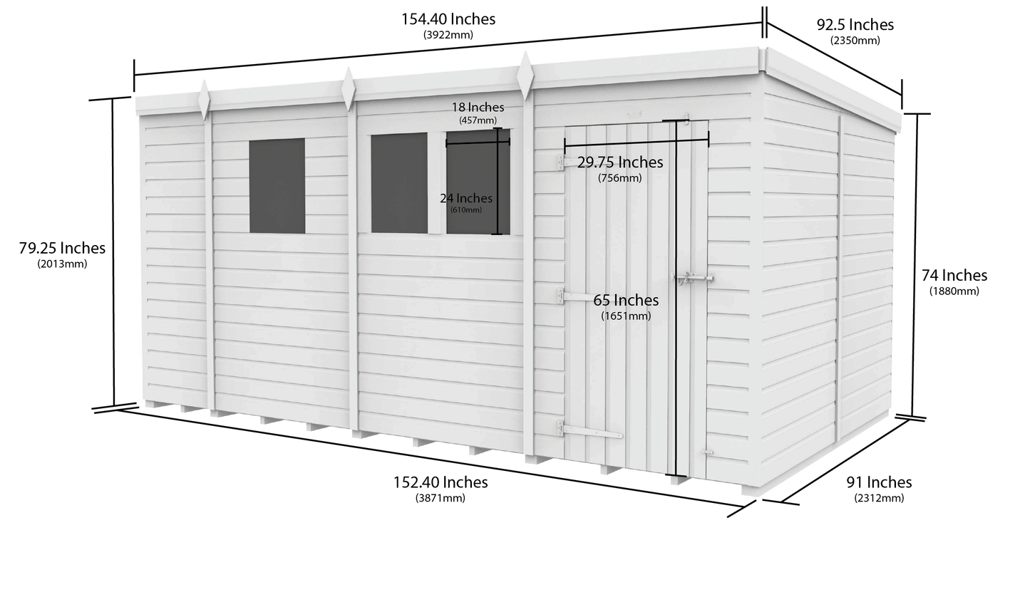 Sheds DIY Pent Garden Shed 8 ft Width