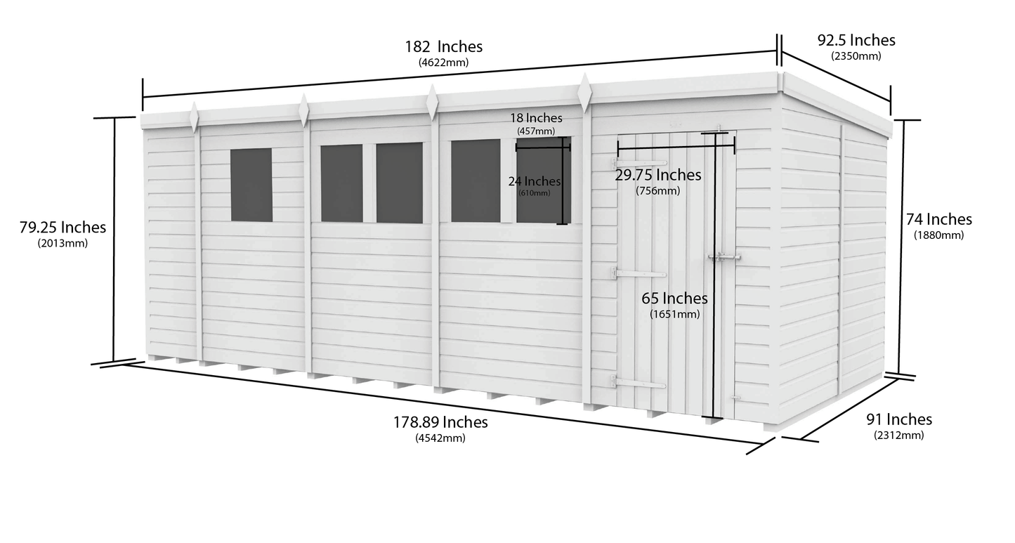 Sheds DIY Pent Garden Shed 8 ft Width