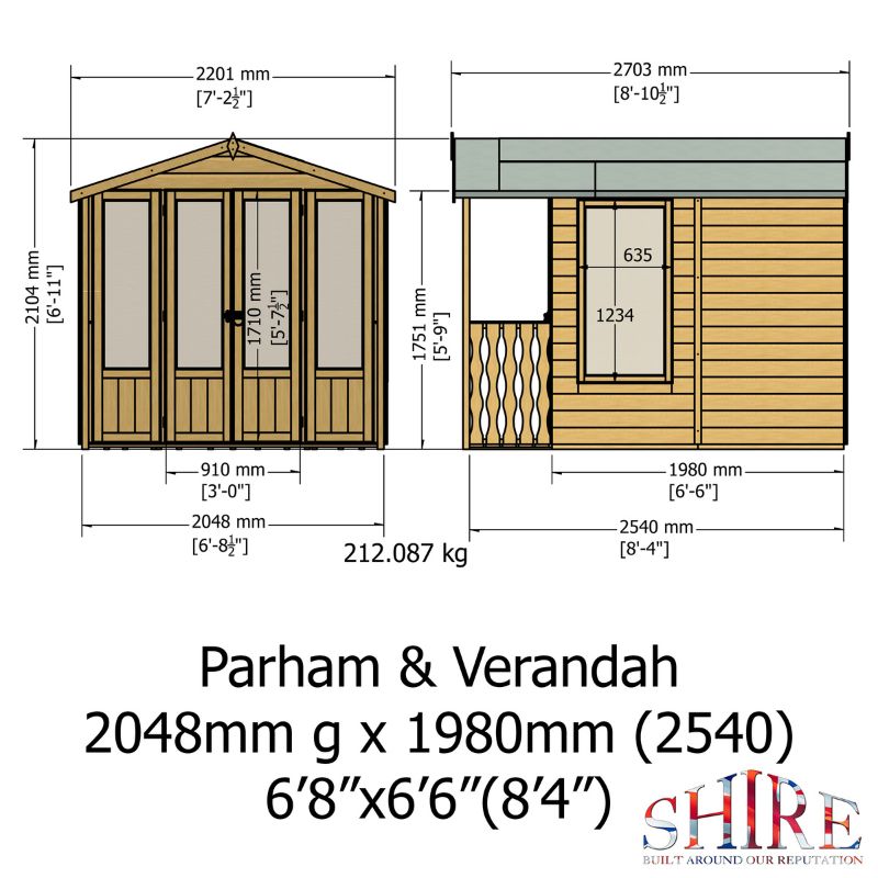 Shire Parham and Verandah 7x10 Summerhouse