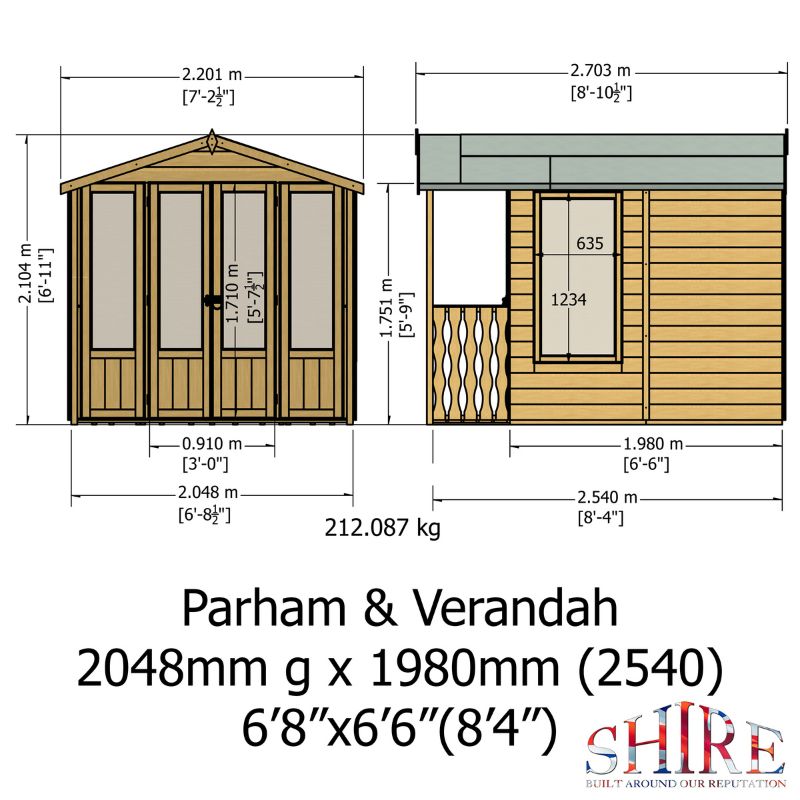 Shire Parham and Verandah 7x10 Summerhouse