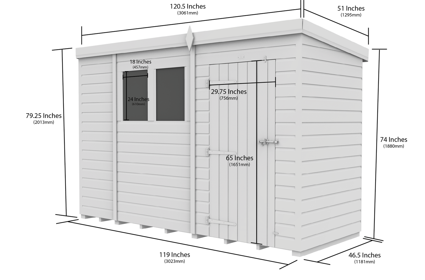 Sheds DIY Pent Garden Shed 4 ft Width