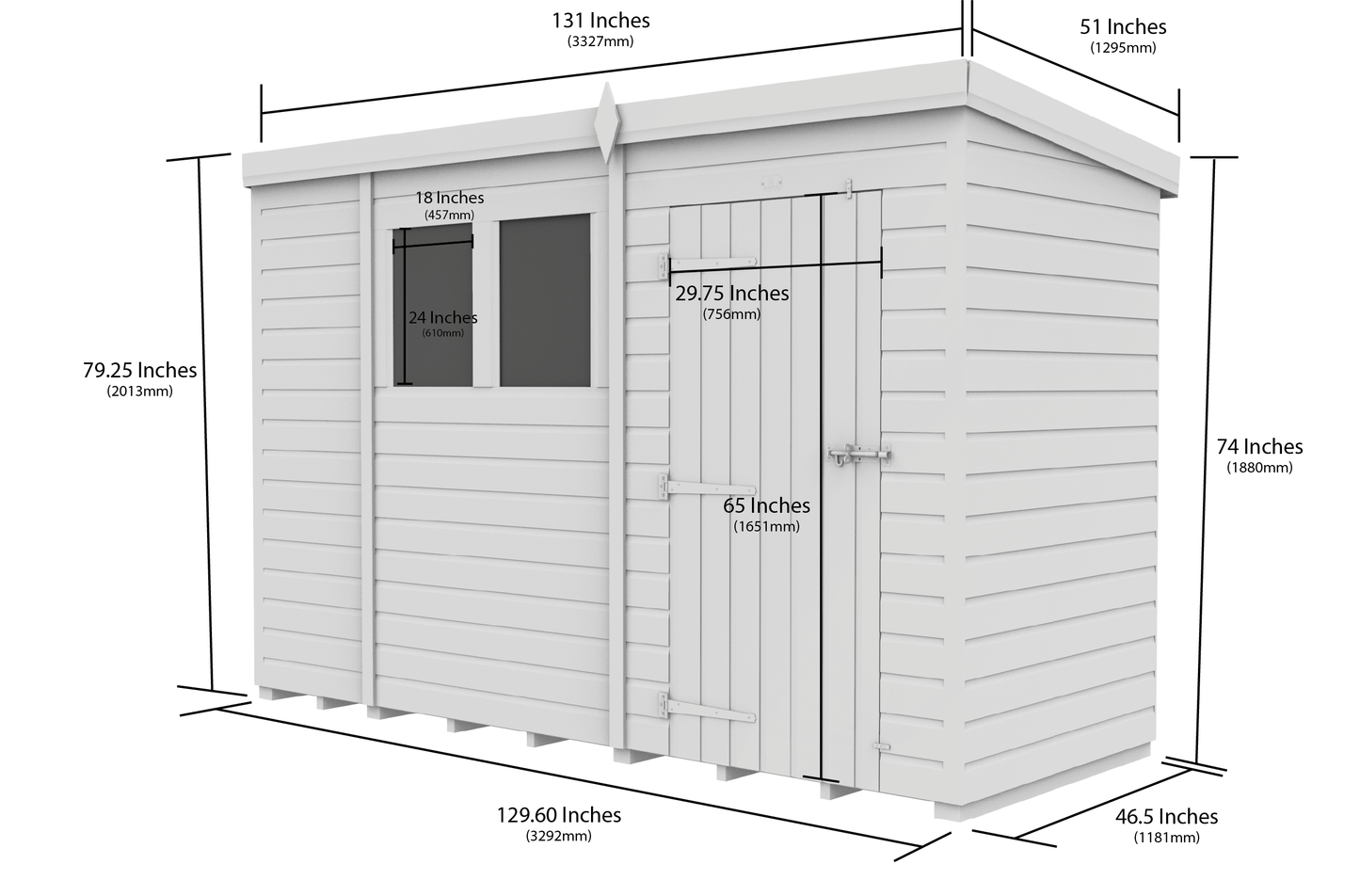 Sheds DIY Pent Garden Shed 4 ft Width