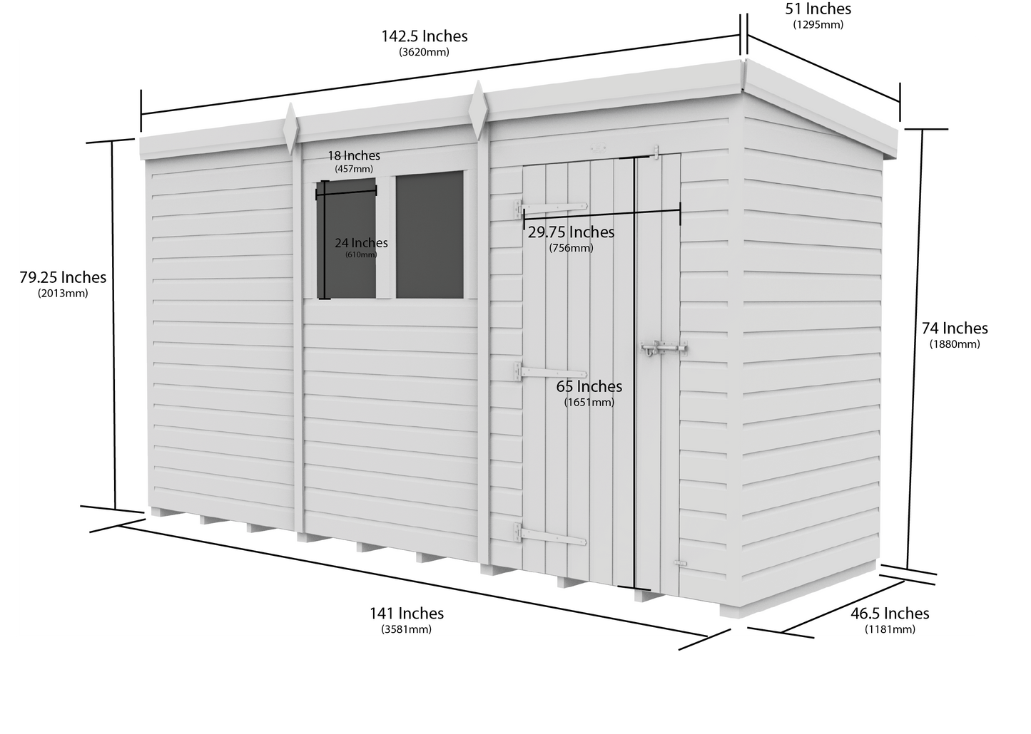 Sheds DIY Pent Garden Shed 4 ft Width
