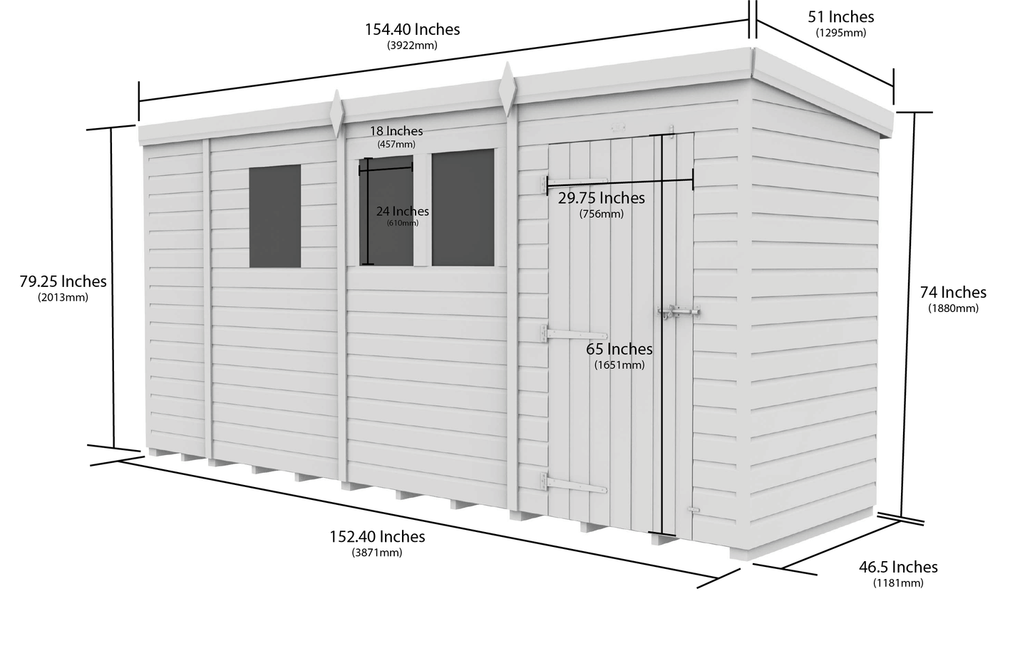 Sheds DIY Pent Garden Shed 4 ft Width