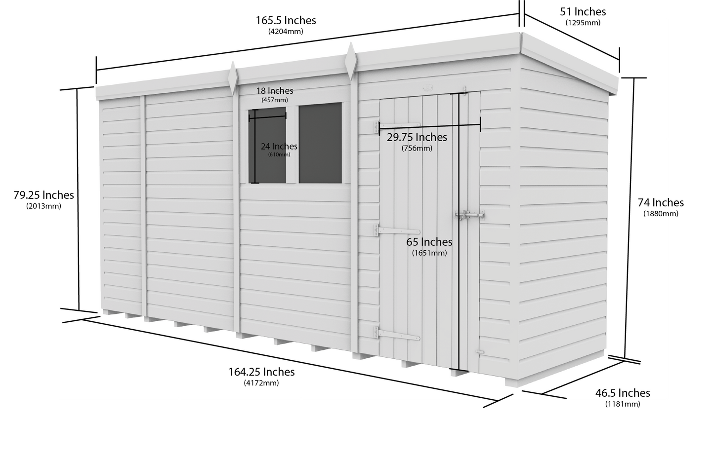Sheds DIY Pent Garden Shed 4 ft Width