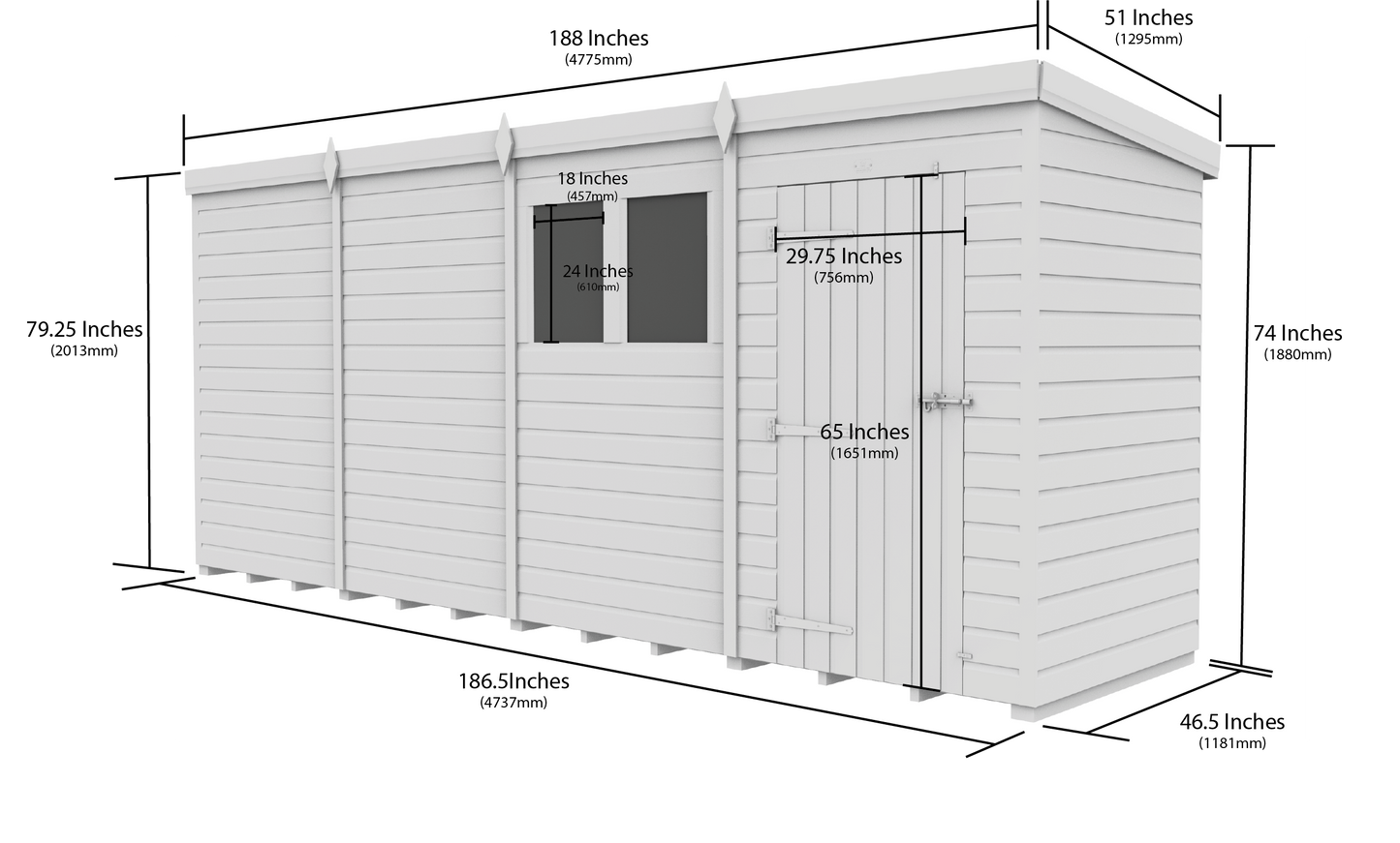 Sheds DIY Pent Garden Shed 4 ft Width