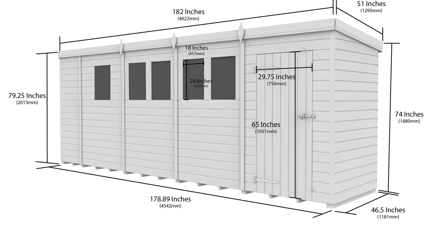Sheds DIY Pent Garden Shed 4 ft Width