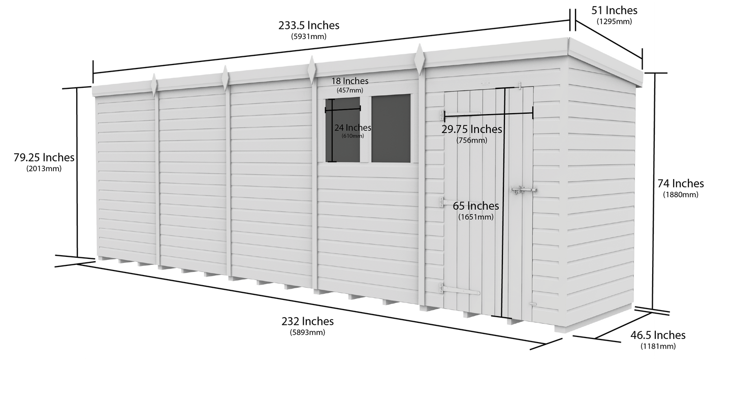 Sheds DIY Pent Garden Shed 4 ft Width