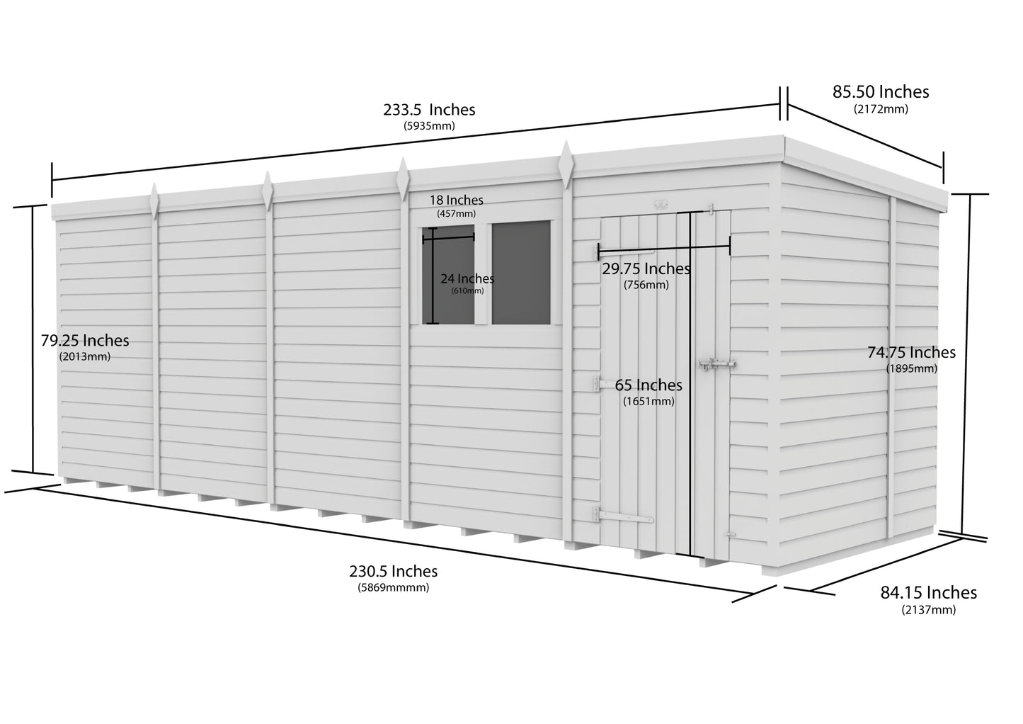 Sheds DIY Pent Garden Shed 7 ft Width