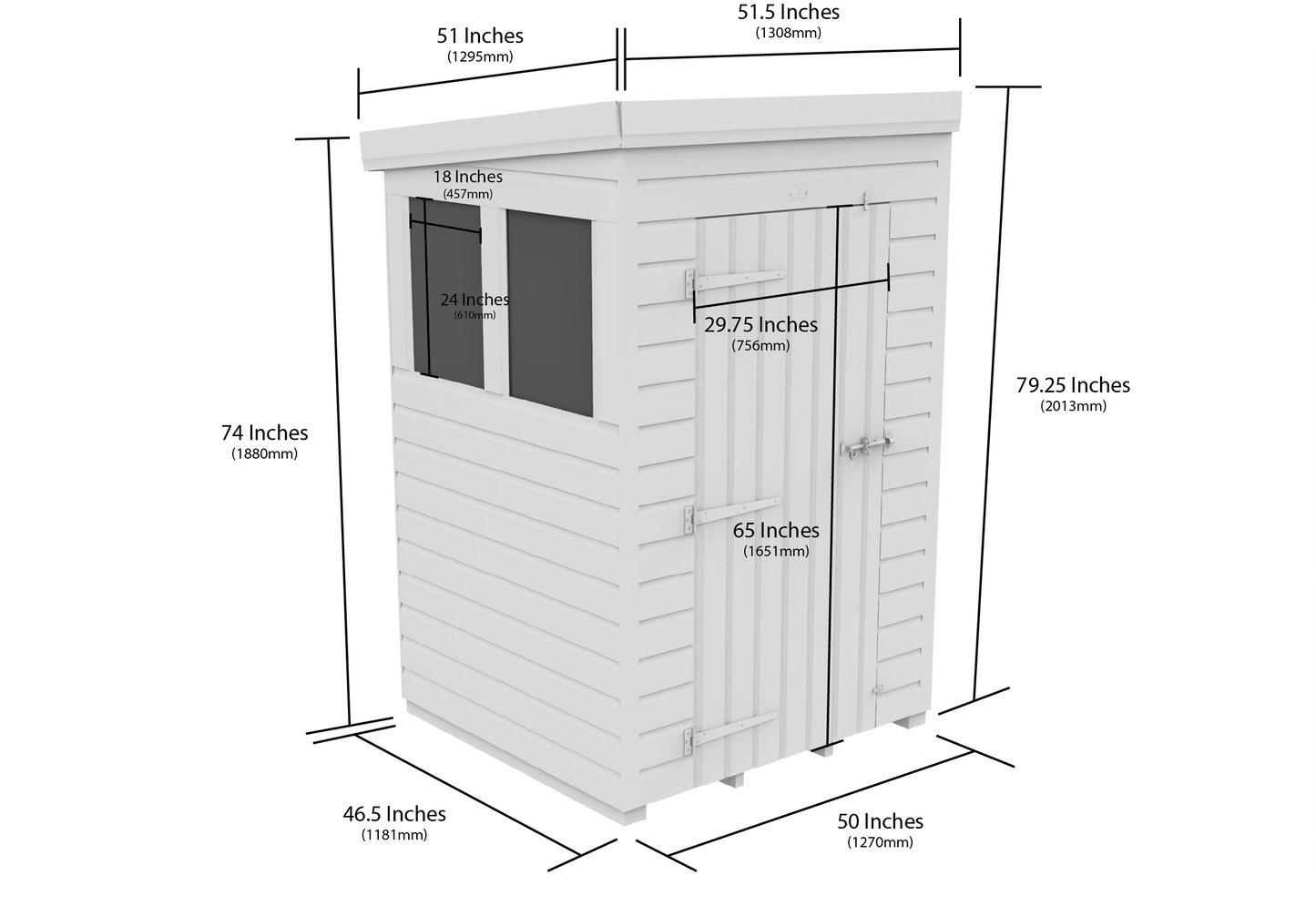 Sheds DIY Pent Garden Shed 4 ft Width