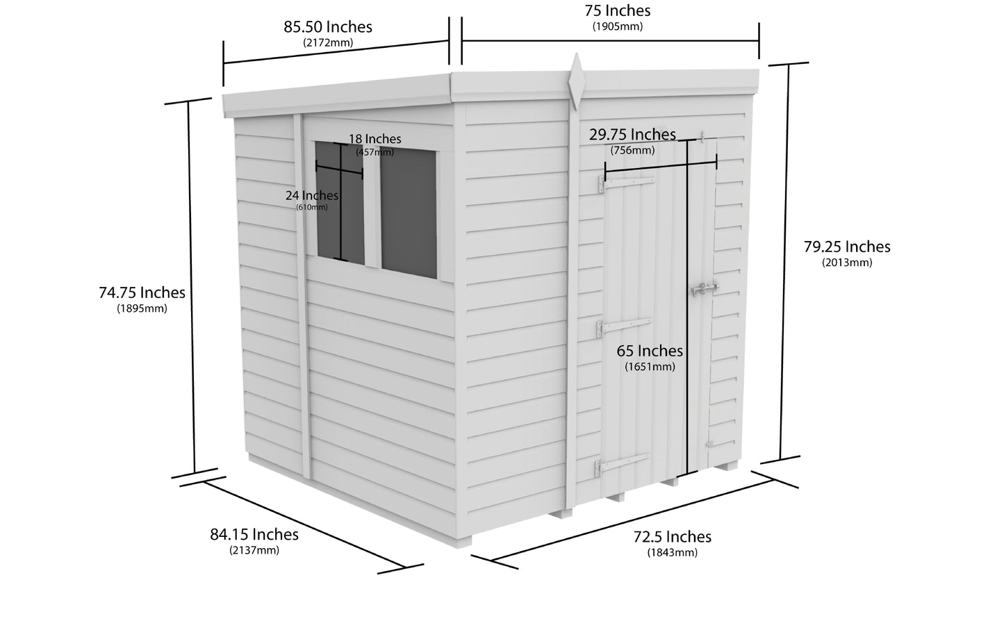 Sheds DIY Pent Garden Shed 7 ft Width
