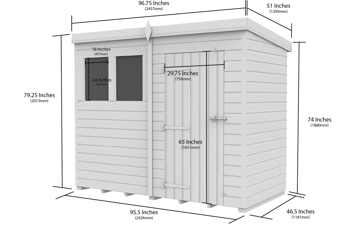 Sheds DIY Pent Garden Shed 4 ft Width