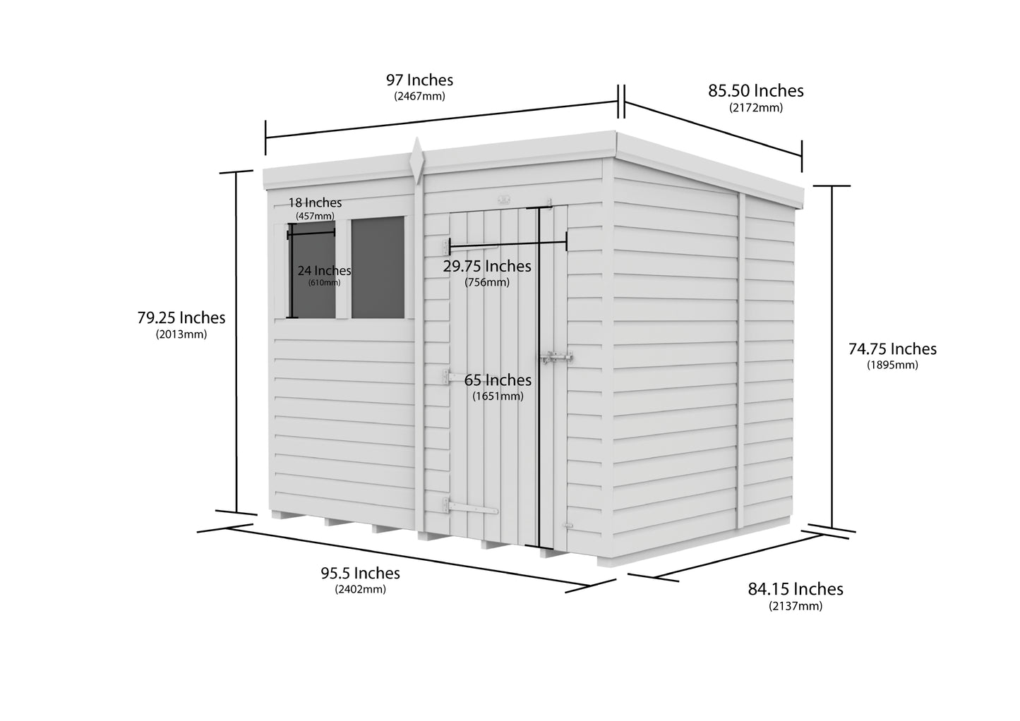 Sheds DIY Pent Garden Shed 7 ft Width