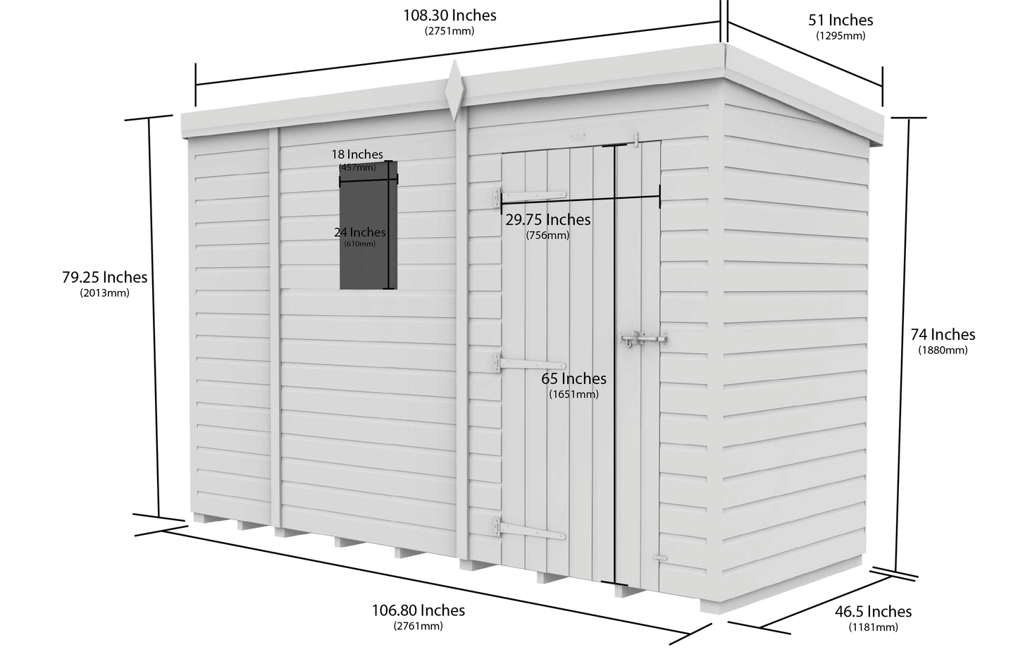 Sheds DIY Pent Garden Shed 4 ft Width