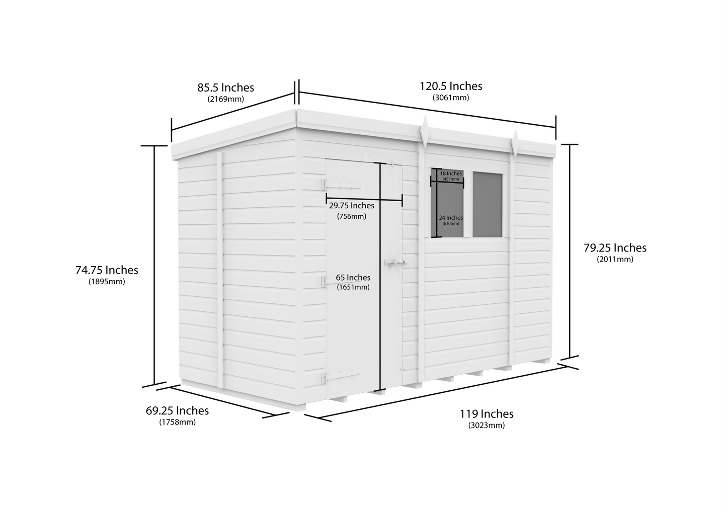 Sheds DIY Pent Garden Shed 5 ft Width