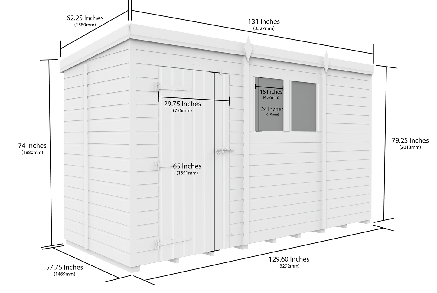 Sheds DIY Pent Garden Shed 5 ft Width