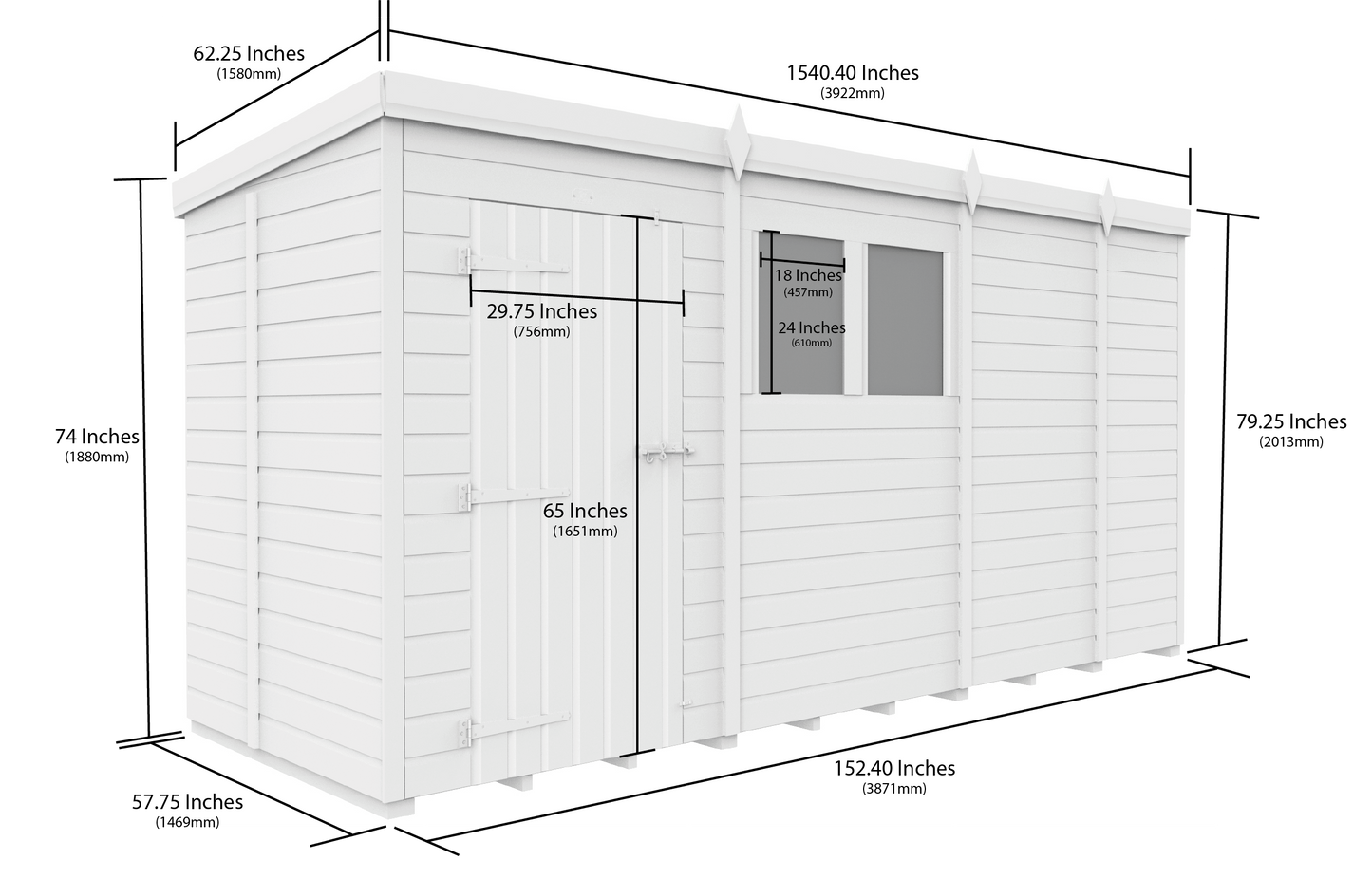 Sheds DIY Pent Garden Shed 5 ft Width