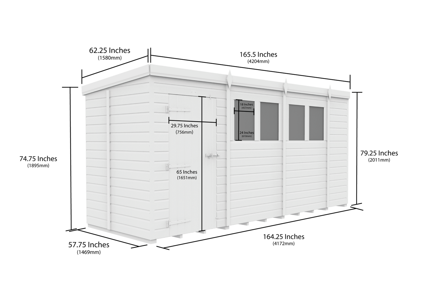 Sheds DIY Pent Garden Shed 5 ft Width