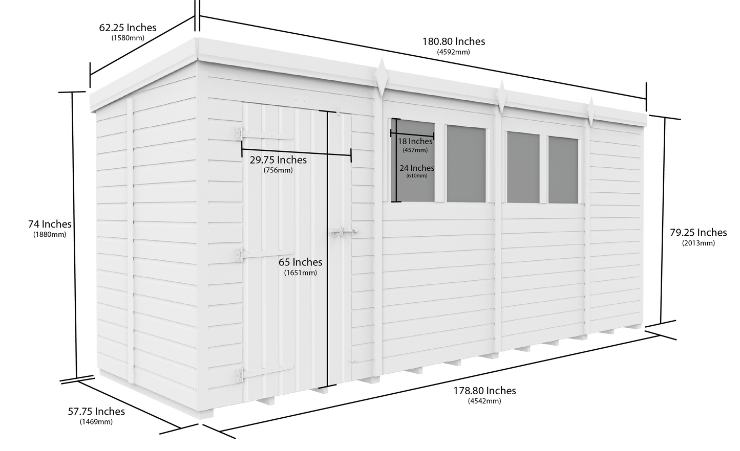 Sheds DIY Pent Garden Shed 5 ft Width