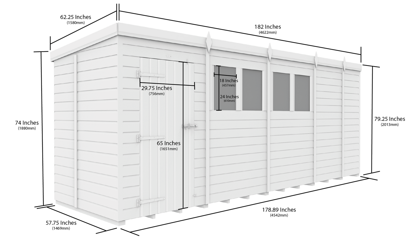 Sheds DIY Pent Garden Shed 5 ft Width