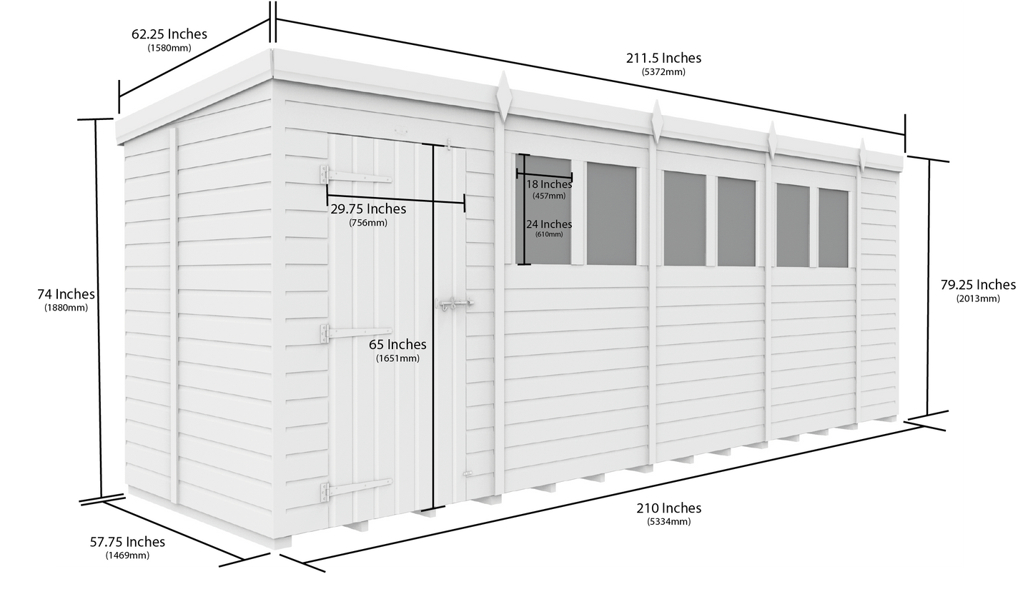 Sheds DIY Pent Garden Shed 5 ft Width