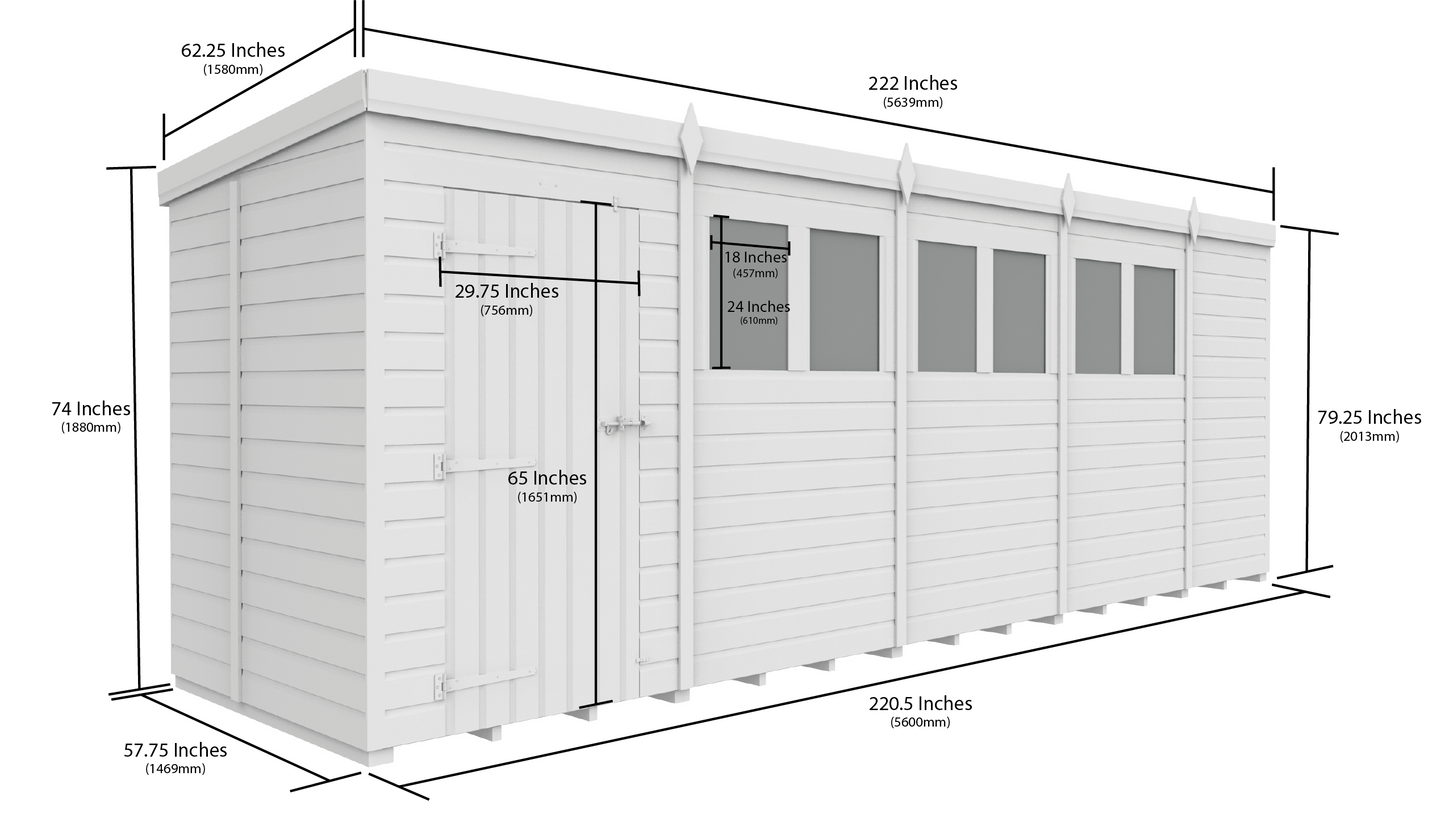 Sheds DIY Pent Garden Shed 5 ft Width